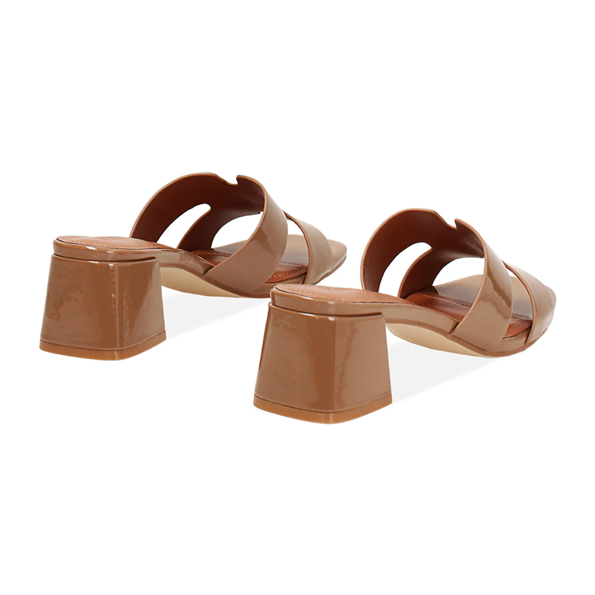 Mules punta abierta barro tacón 5,5 cm