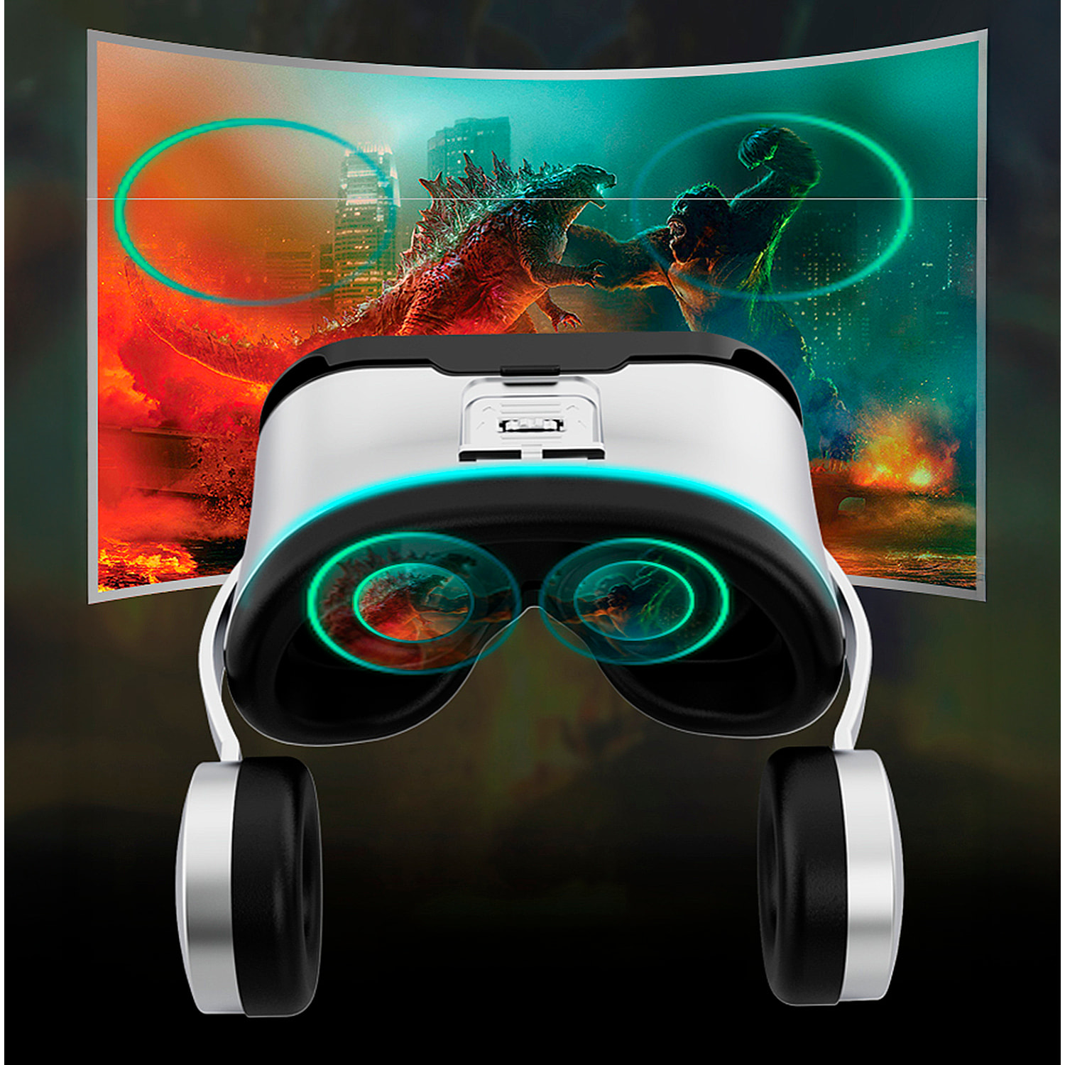 Gafas de realidad virtual J60. Auriculares bluetooth, vista panorámica 360º. Compatibles con IOS, Android.