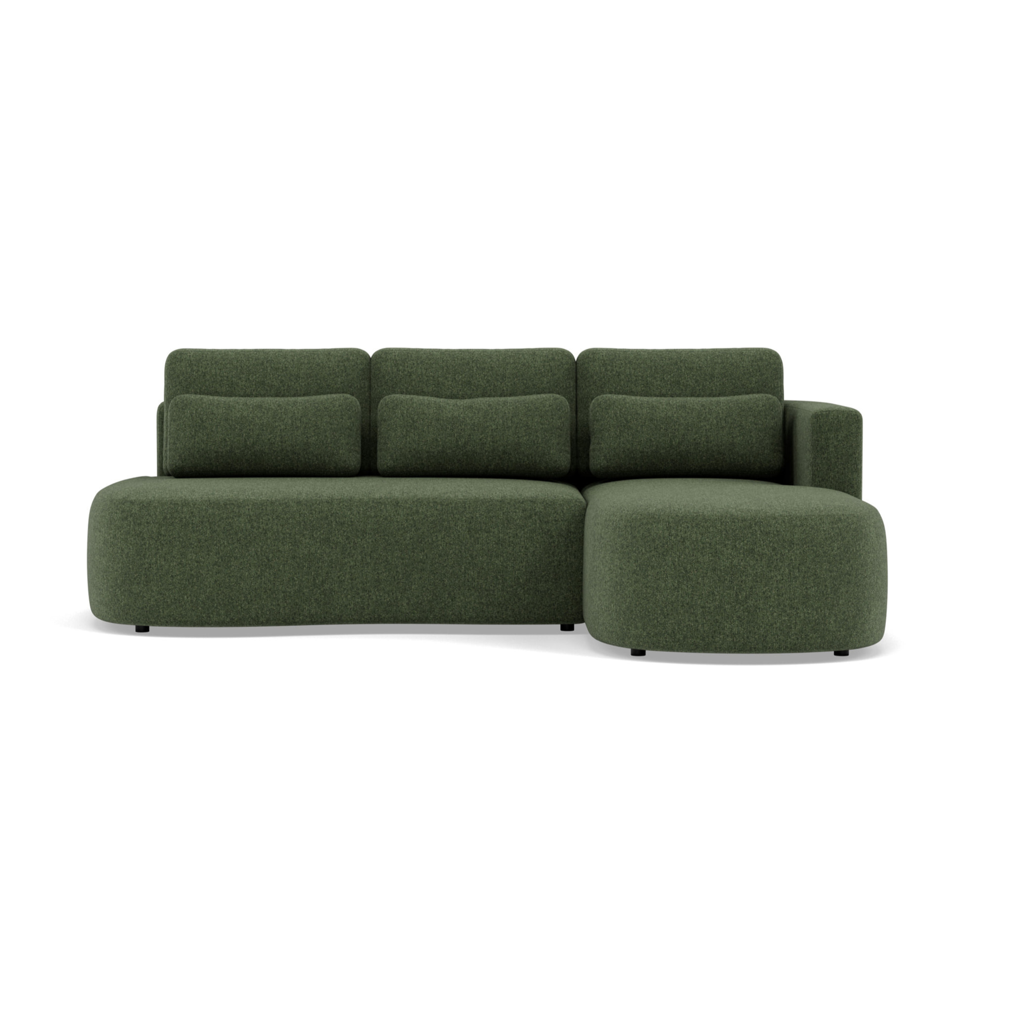 Mahina - canapé d'angle droit 4 places convertible avec coffre en tissu texturé - Vert