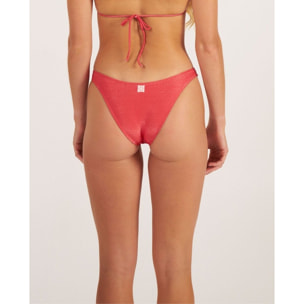 Braga de bikini brasileña con corte en V en tejido lúrex