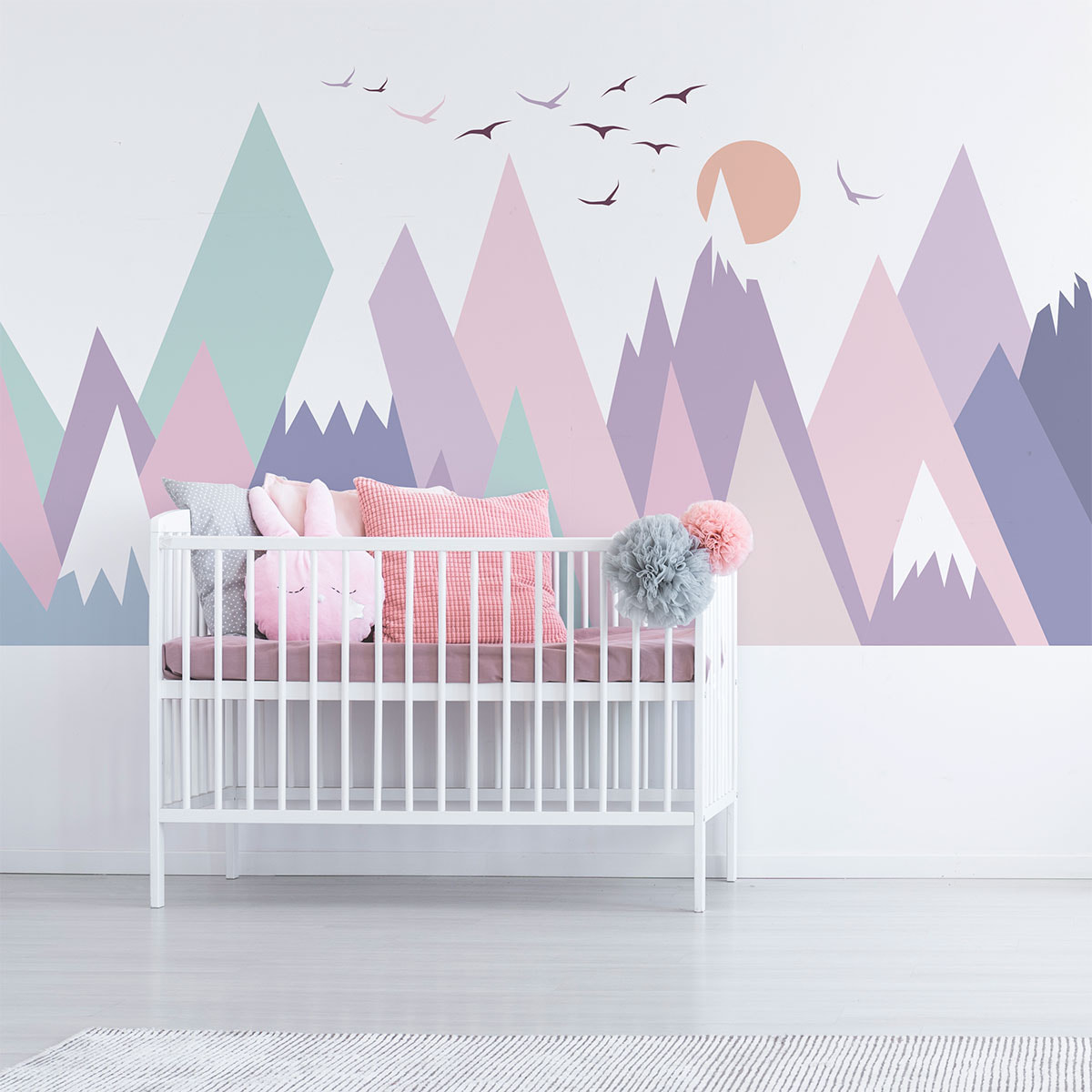 Stickers muraux enfants - Décoration chambre bébé - Autocollant Sticker mural géant enfant montagnes scandinaves MONIKA