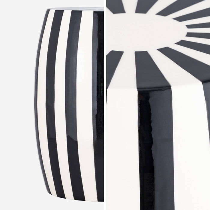 Table d'appoint. bout de canapé. table de chevet acier émaillé noir et blanc Ø35 x H 46cm - Mizzy