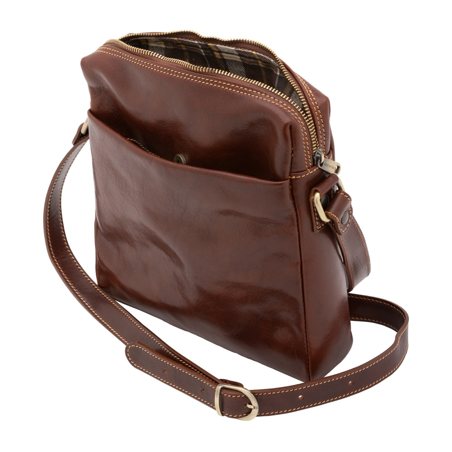 Borsa a tracolla uomo in vera pelle - Modello False - Made in Italy - 26.0 x 25.0 x 6.0 cm