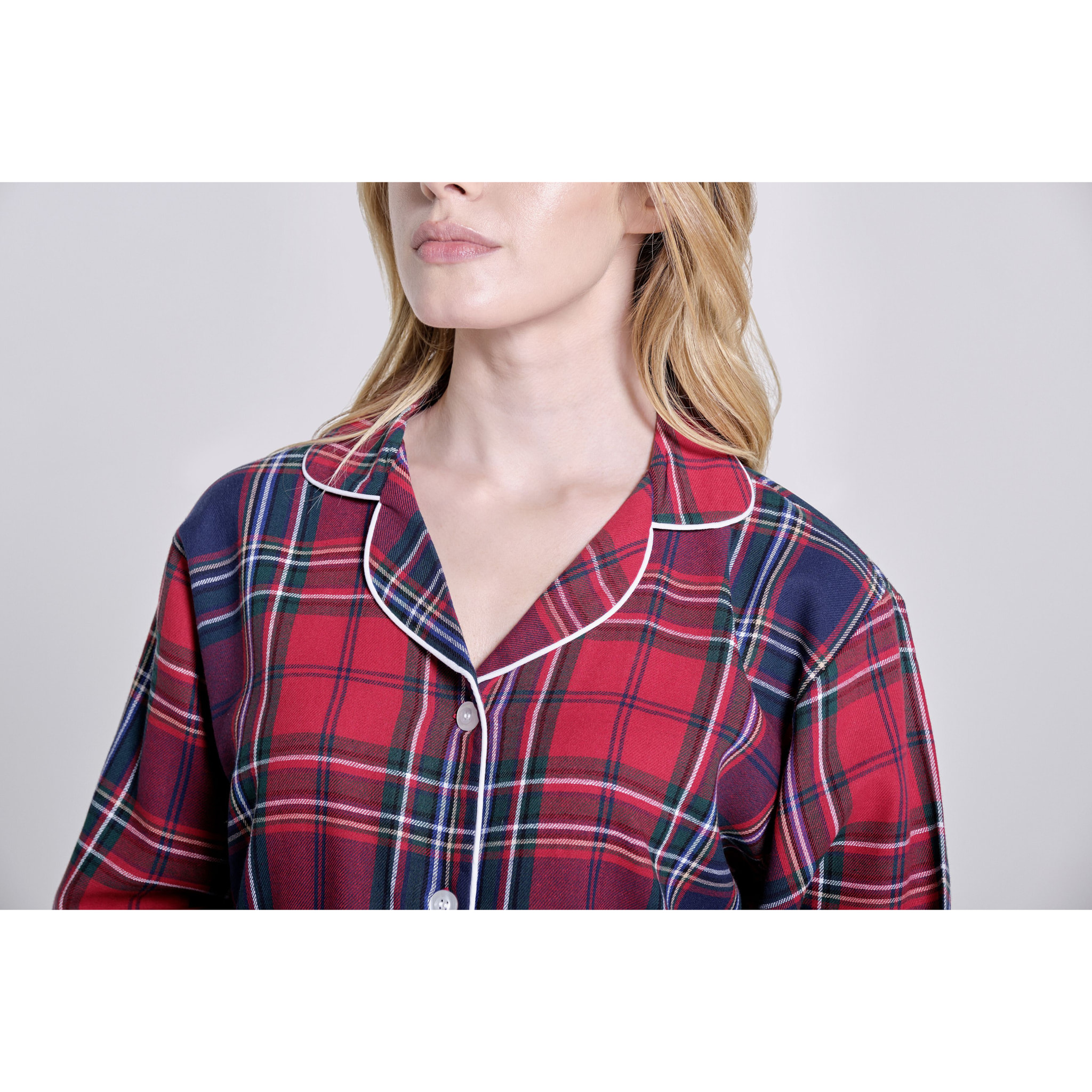 PIGIAMA DONNA flanella invernale quadro rosso e blu