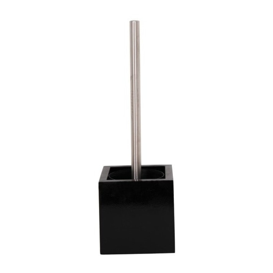 Brosse Wc avec support MDF & Inox Noir Brillant MSV