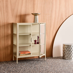 Armoire vitrine acier et verre trempé 2 portes 80cm ARKANSAS