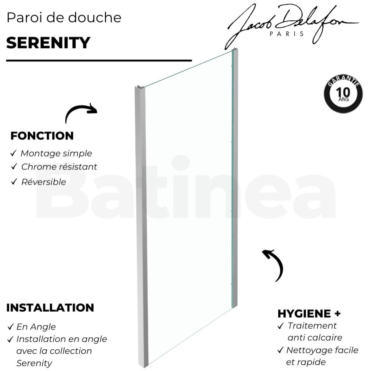 Paroi douche latérale Serenity, 70 cm