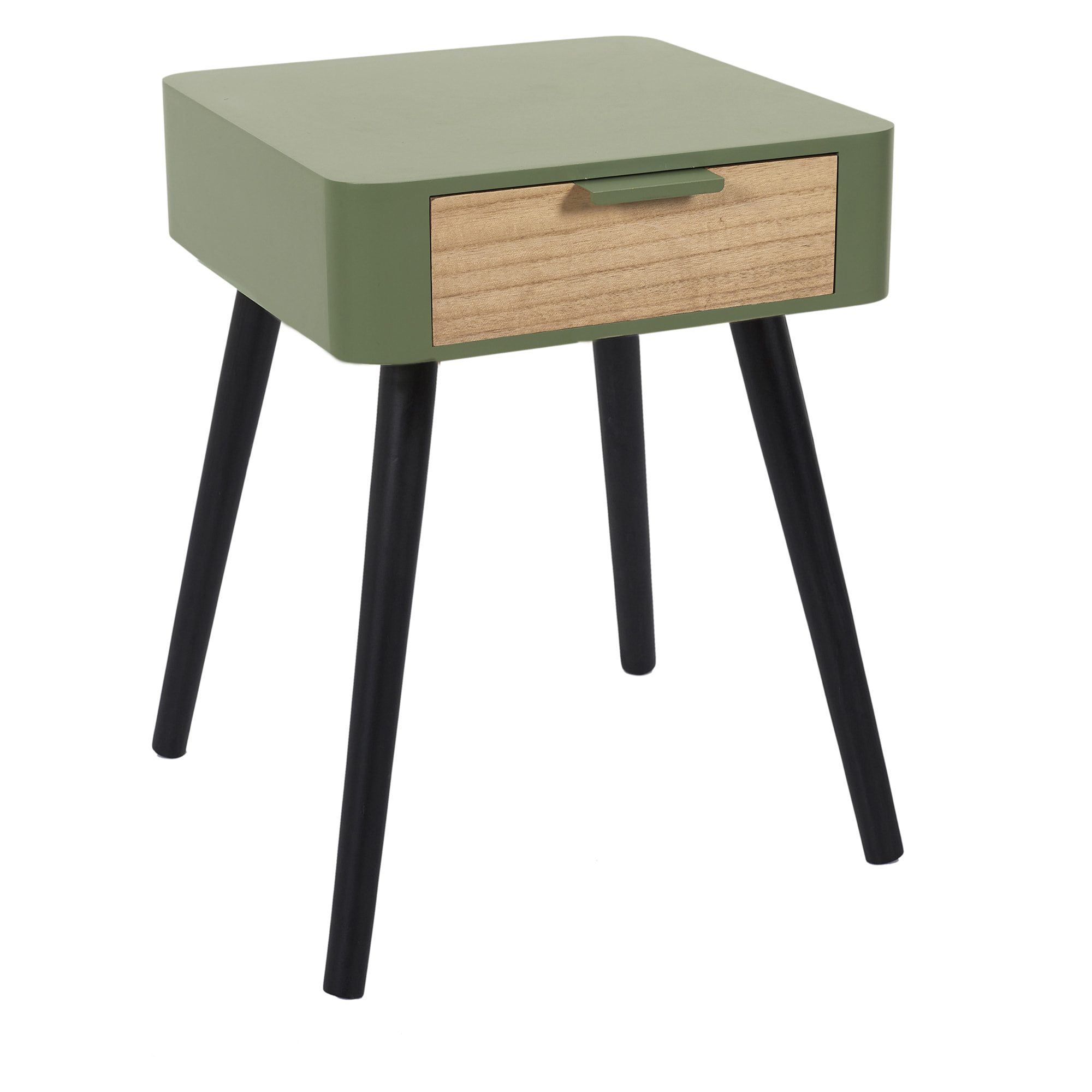 Chevet 1 Tiroir En Bois Vert Kaki