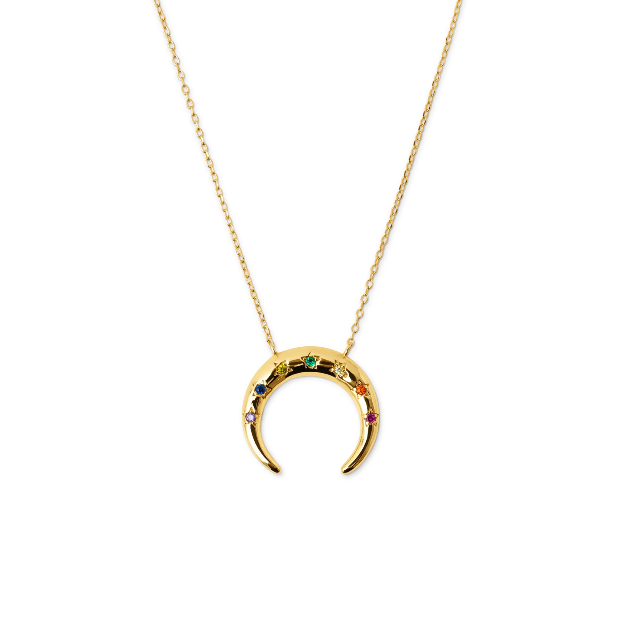 Collar Moonset Colors Plata Baño Oro