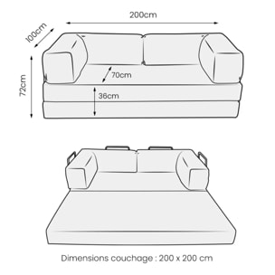 TRENDY - Canapé compressé 3 places modulable en velours côtelé kaki