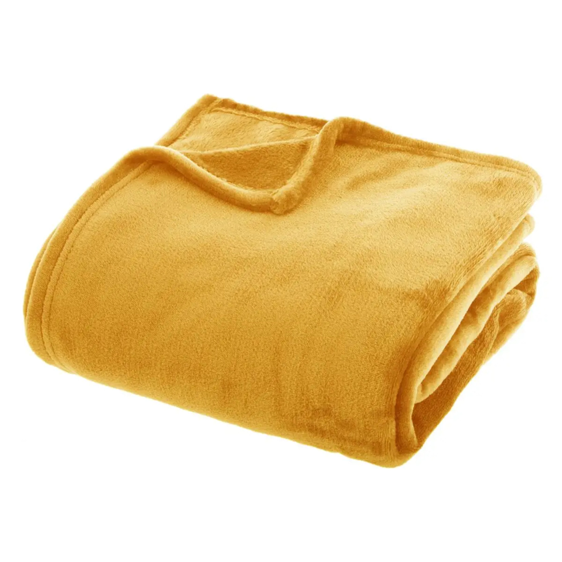 Plaid flanelle jaune 180x230cm
