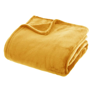 Plaid flanelle jaune 180x230cm