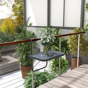 Mesa Colgante de Balcón, Mesa Plegable para Balcón de Aluminio para Barandilla, con Altura Ajustable en 4 Niveles, Adaptable a 4 Anchos, Carga 25 kg, para Jardín, 60x40x55-64 cm, Negro