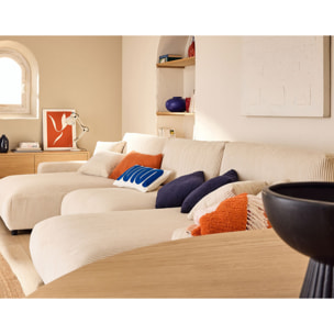 Pivoine - canapé panoramique en U - 7 places - convertible avec coffre - en velours côtelé - Beige