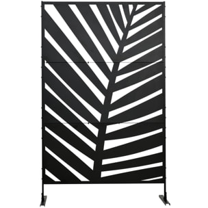 Panneau décoratif extérieur métal - brise vue motif feuilles - visserie incluse - dim. 122L x 45l x 198H cm - acier thermolaqué noir