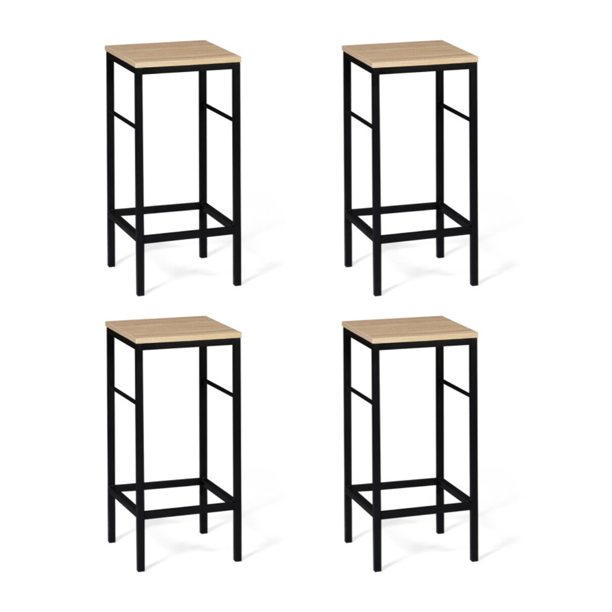 Tabourets de bar Memphis assise en bois et pieds métal