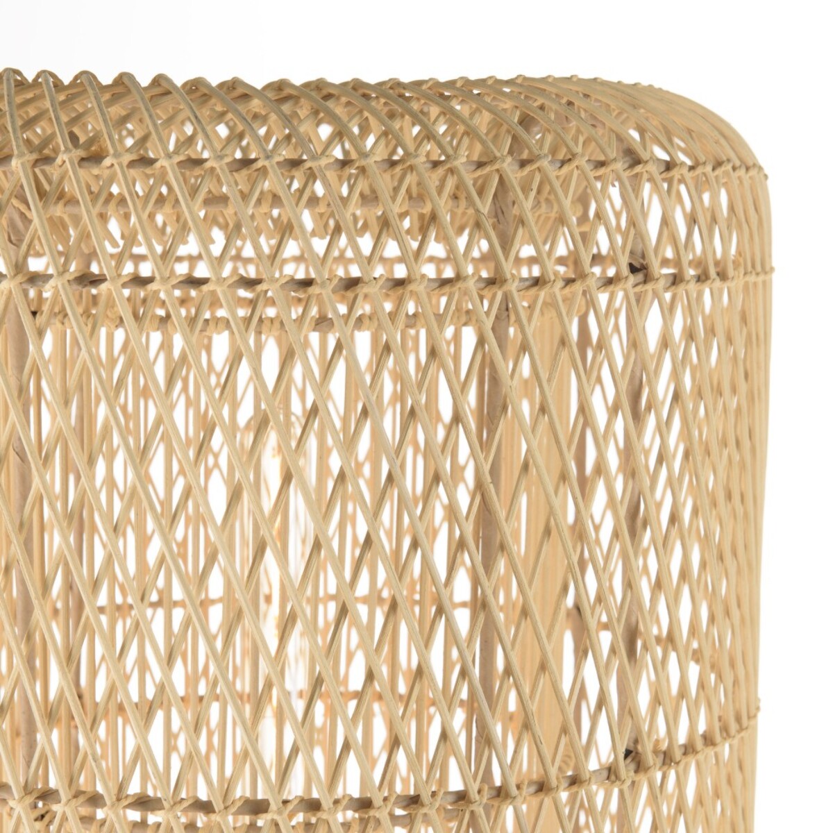 SIXTINE - Lampadaire 39x39cm rotin naturel pieds acier noir
