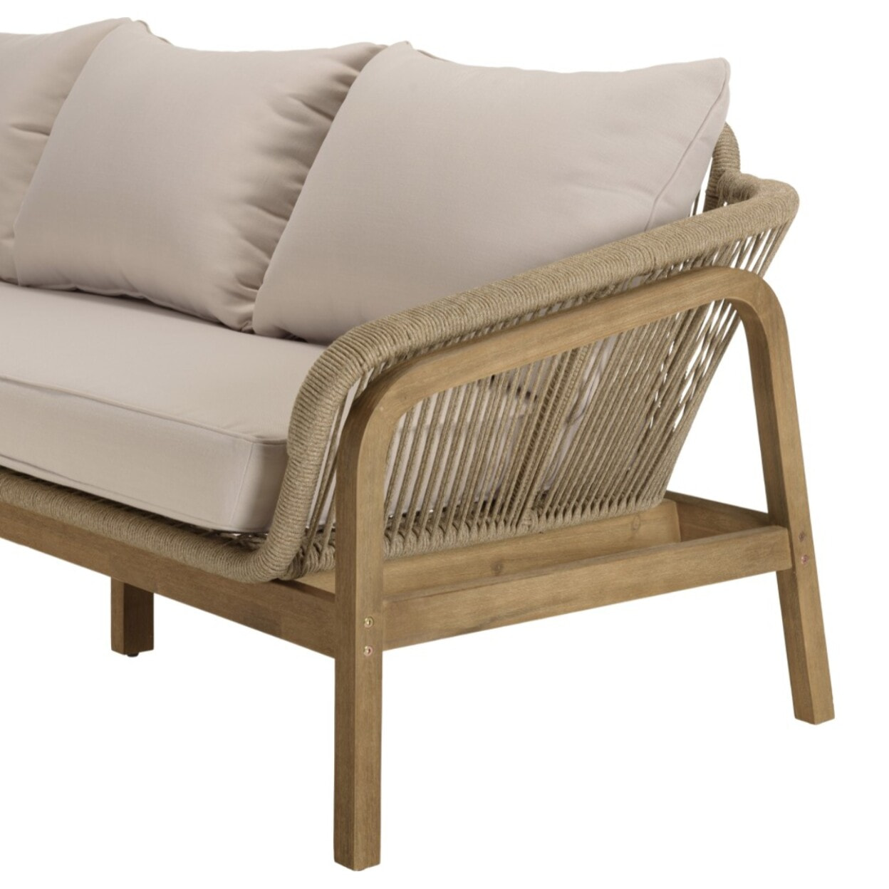 CELESTIN - Salon de jardin 5 places bois acacia/cordage synth. beige