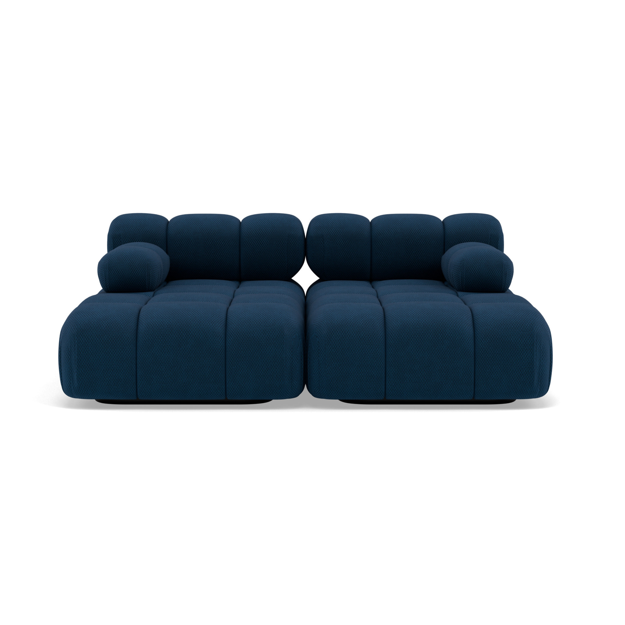 Ruby - canapé droit 4 places avec double méridienne - assise profonde - en velours texturé - Bleu