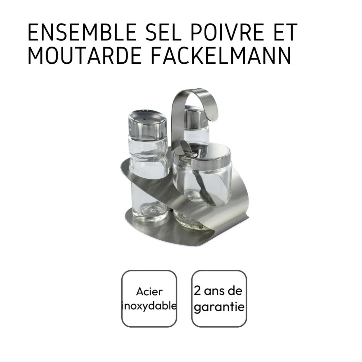 Ensemble de 2 Ensemble pour moutarde, sel et poivre Fackelmann