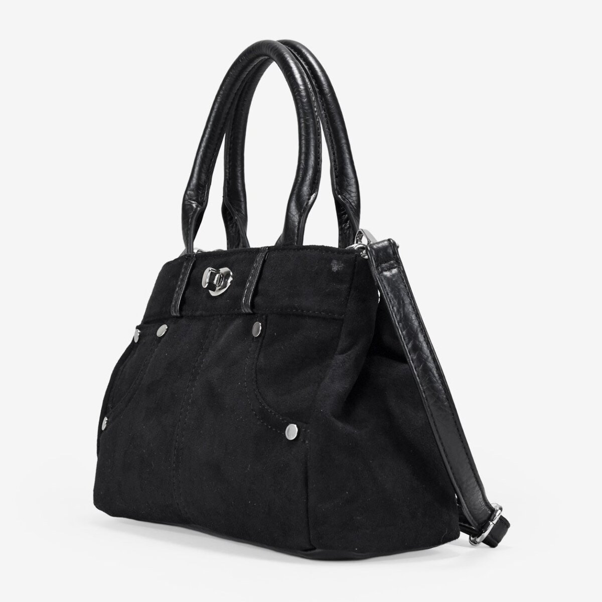 Bolso de mano negro con cremallera