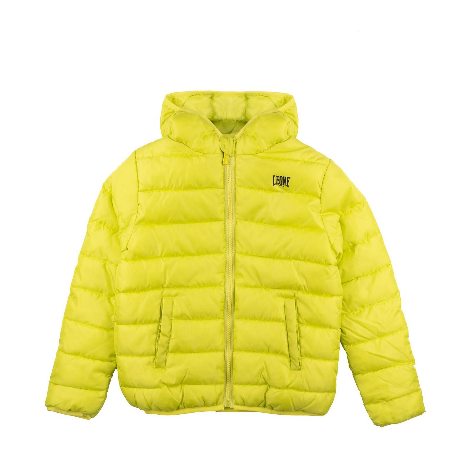 Piumino da bambino in nylon con cappuccio e zip Leone 1947 Neon
