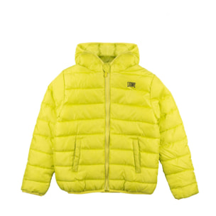 Piumino da bambino in nylon con cappuccio e zip Leone 1947 Neon