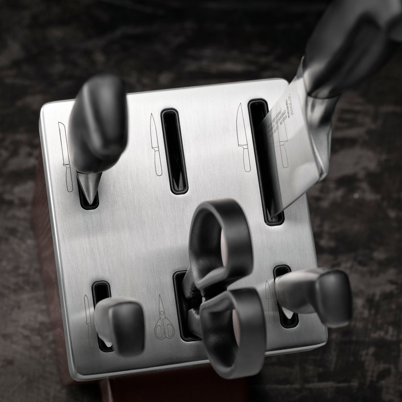 7-pcs, Bloc de couteaux, Brun