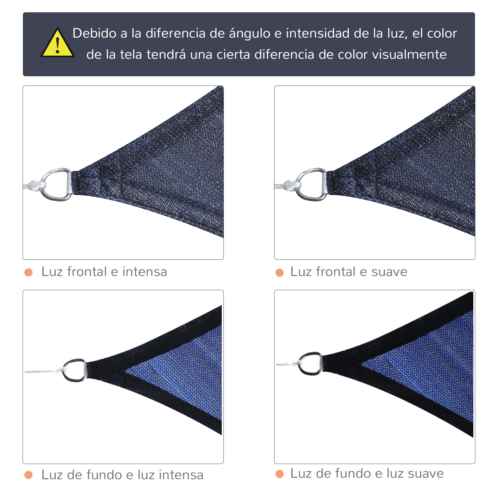 Toldo Vela de Sombra Rectangular 4x6 m Toldo de Terraza con Anti-UV Anillo de Acero Inoxidable y Cuerdas de Nylon para Jardín Patio Azul