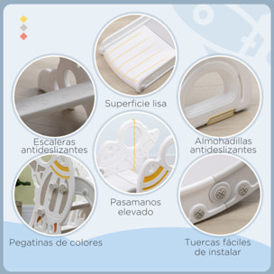 Tobogán Infantil Tobogán para Niños de 18-36 Meses con 3 Escaleras Antideslizantes Carga 30 kg para Interior Hogar 157x46,5x80 cm Gris y Blanco