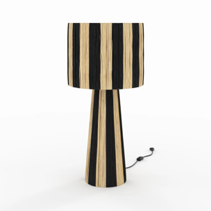 Grande lampe rayée noire en feuille de palmier - Soléa