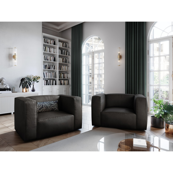 Fauteuil "Muse" en cuir véritable graphite