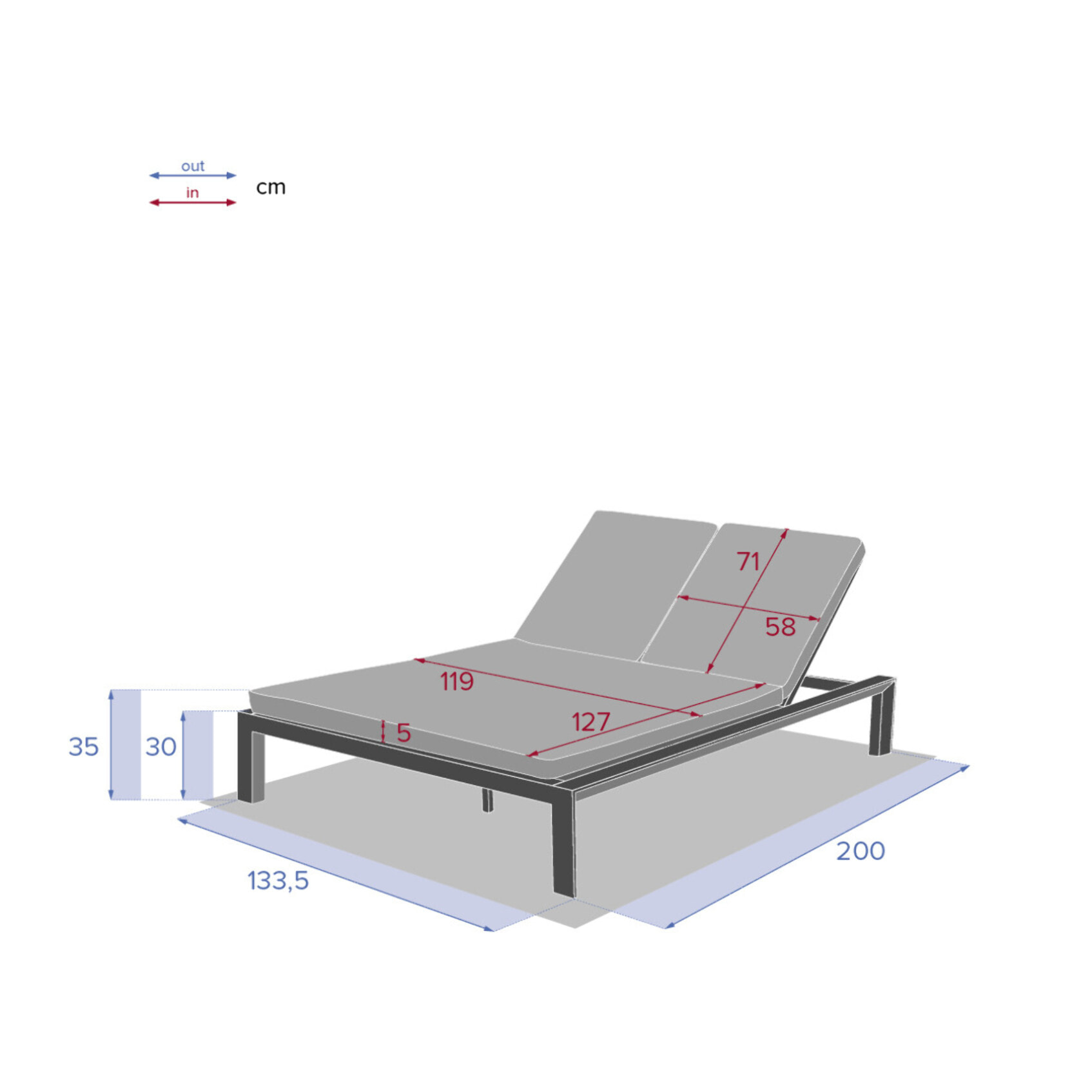 Lit de piscine double Évasion Anthracite & Graphite