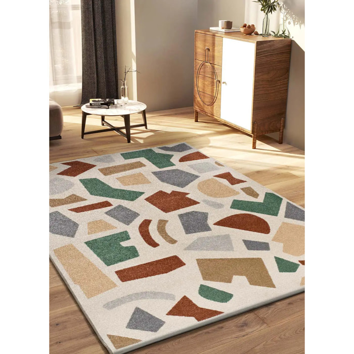 BERUTI Alfombra geométrica de pelo corto multicolor, varias medidas disponibles.