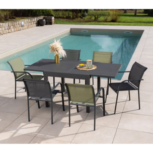 Ensemble table et chaises de jardin  - Gris Anthracite et Vert sauge - HONFLEUR BEZIERS