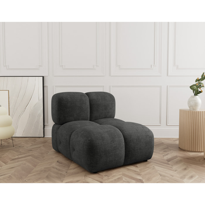 Grace - module d'assise sans accoudoir en velours texturé - Gris Anthracite