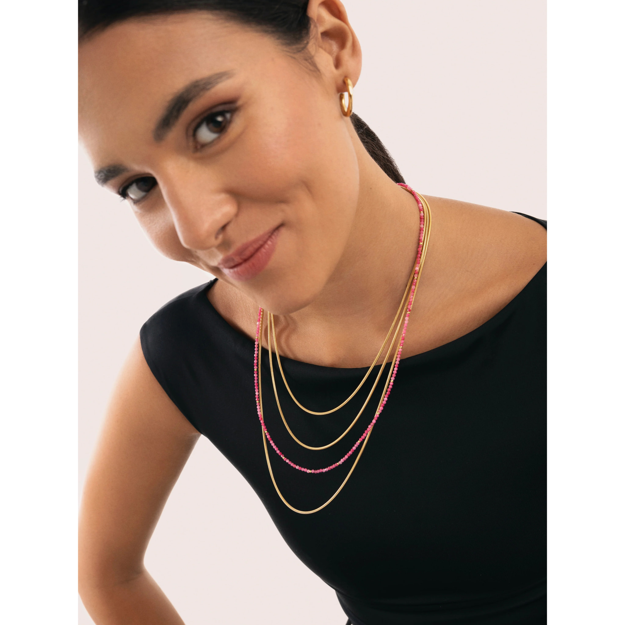 Collana Cleopatra Pink Acciao Placcato Oro