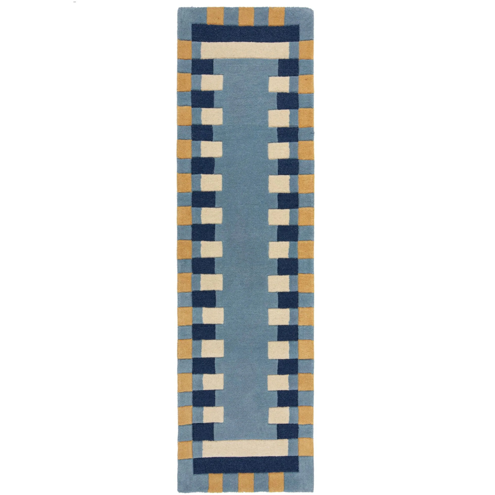 Tapis en laine de couloir KAI Bleu