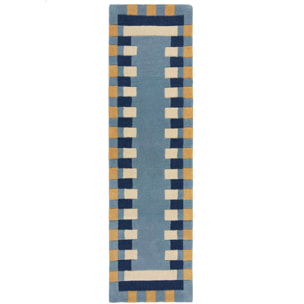 Tapis en laine de couloir KAI Bleu