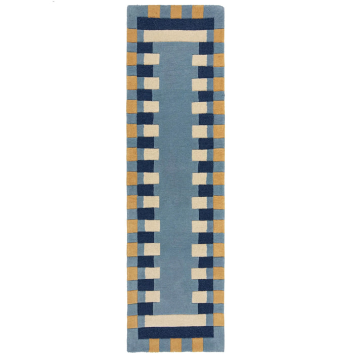 Tapis en laine de couloir KAI Bleu