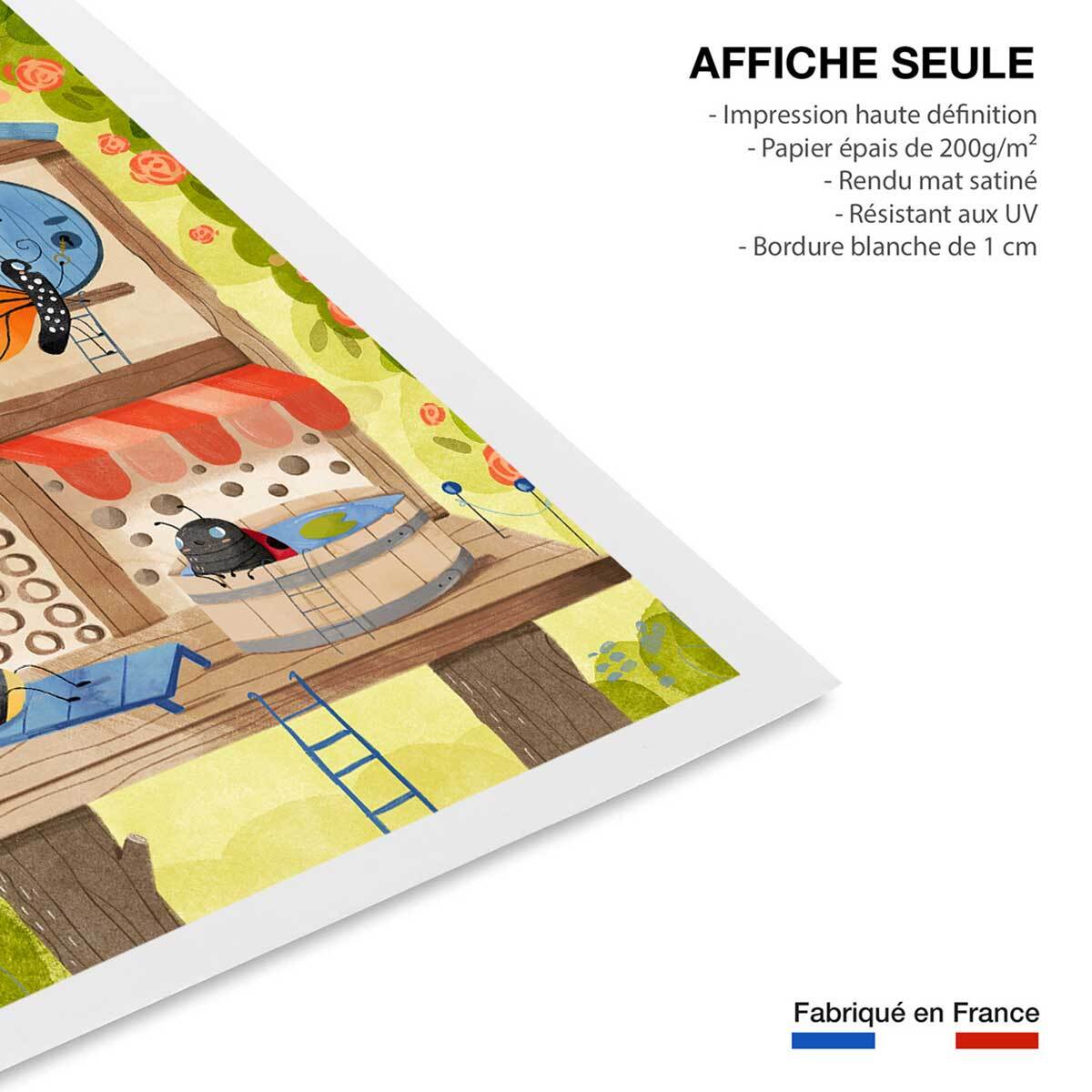 Affiche enfant hôtel pour insectes  Affiche seule