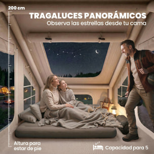 Tienda de Campaña Inflable Glamping para 5–8 Personas con Apertura de Chimenea y Claraboya Bomba UPF30+ Bolsa para 4 Estaciones Instantáneo Resistente al Viento Tela Oxford Impermeable 5000+