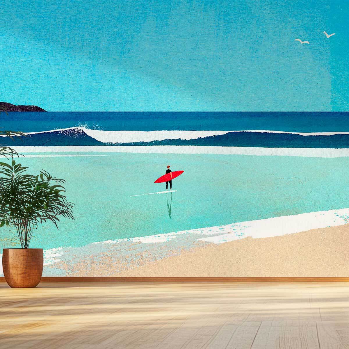 Papier peint panoramique surf au matin Intissé