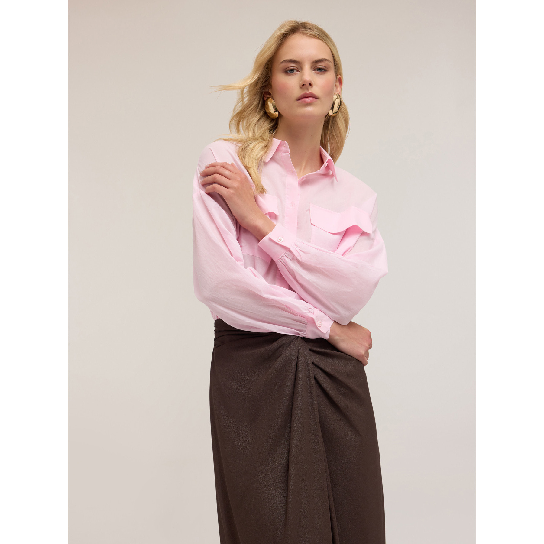 Motivi - Camisa oversize con bolsillos - Rosa