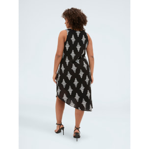 Fiorella Rubino - Vestito smanicato con stampa - Nero