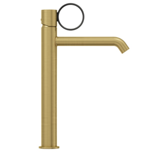 Mitigeur lavabo haut Vivienne laiton brossé avec bague noire mate