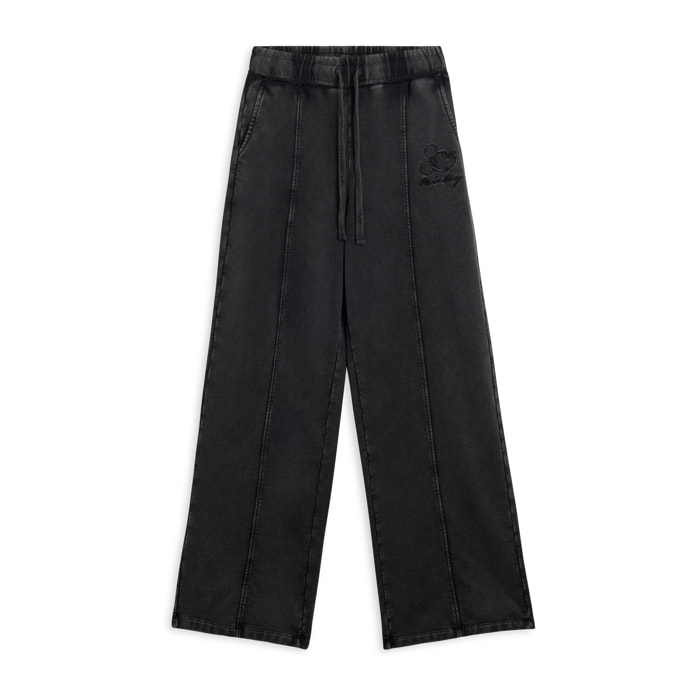 Pantaloni wide leg da donna con ricamo Mickey