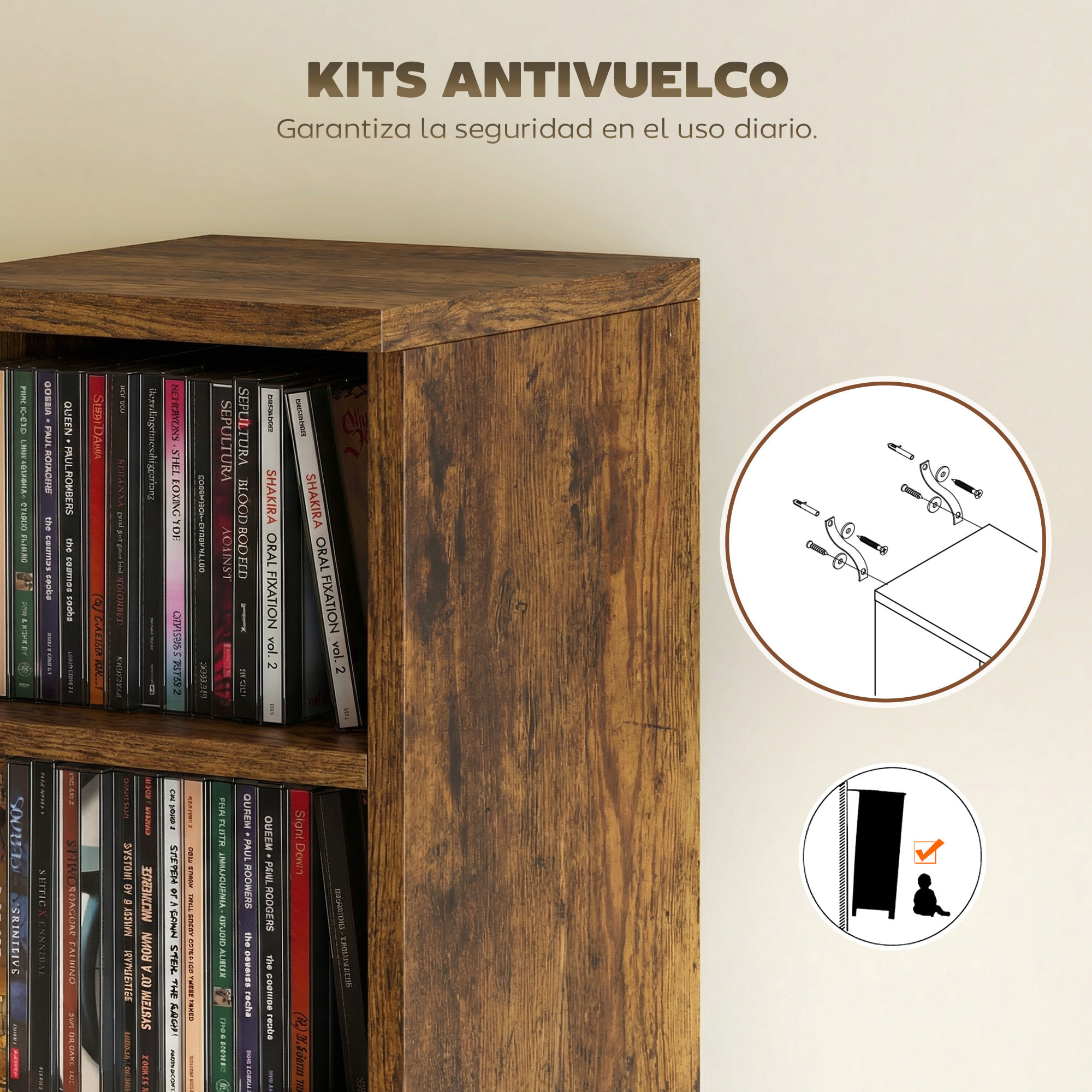 Set de 2 Estanterías para CDs y DVDs, Soportes para CD Estrechos con 12 Compartimentos, Estantes Ajustables, Estanterías para Salón, Oficina, 21x22,5x88,5 cm, Marrón Rústico