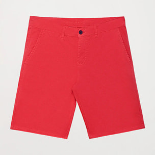 Bermuda relaxed rossi con logo ricamato