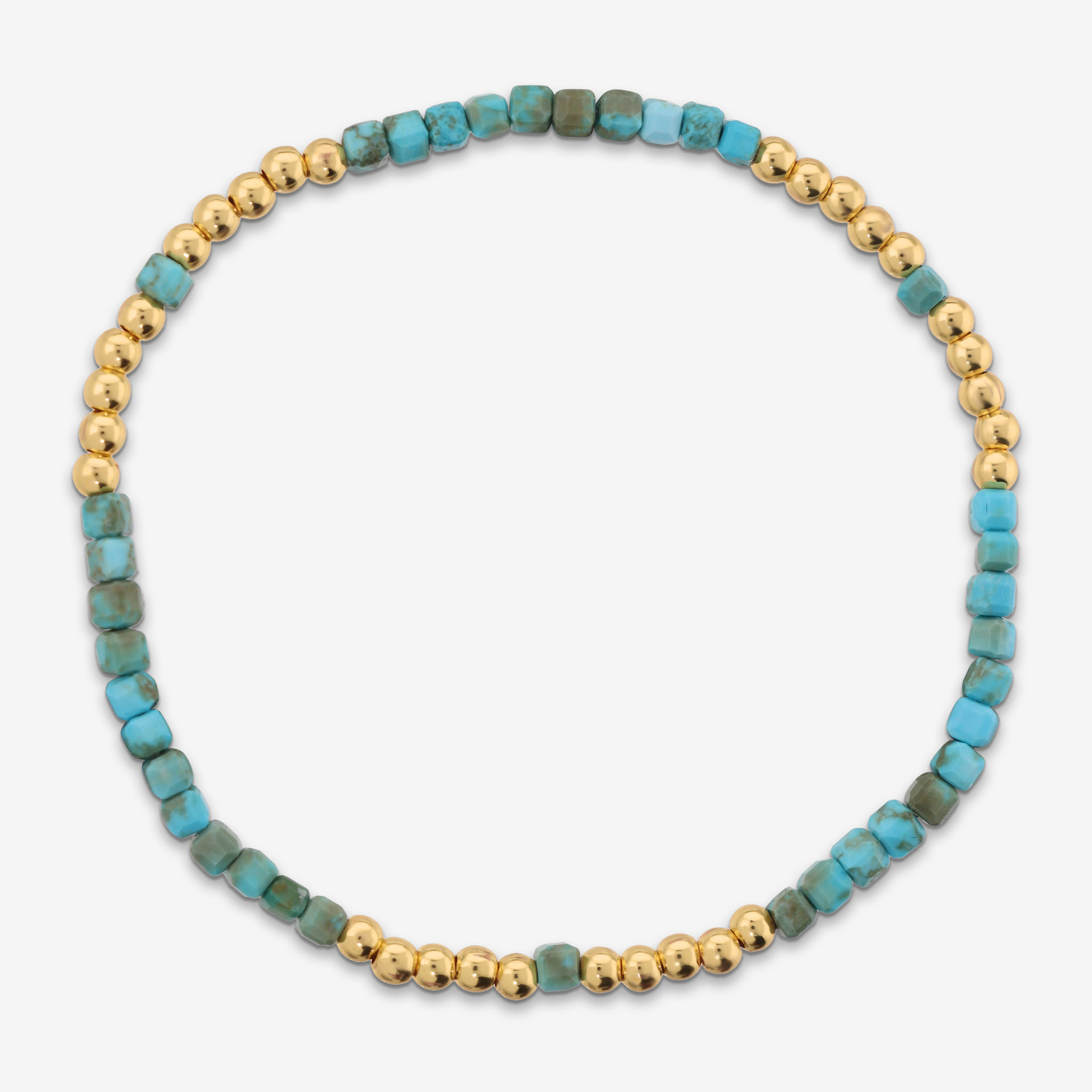 Bracciale Elastico con Pietre Naturali Azzurre e Bead Lucide